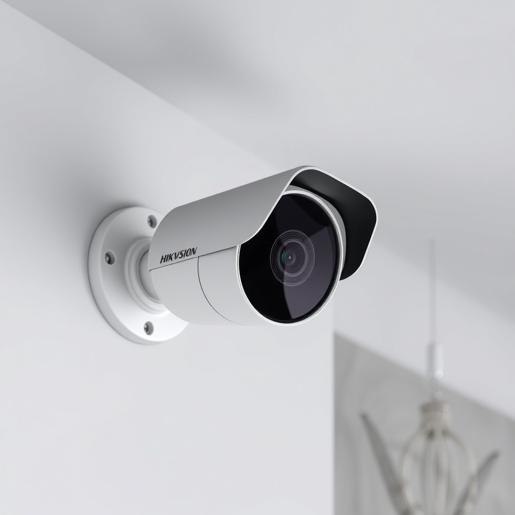 Bir oturma odasında duvarda monte edilmiş Hikvision DS-PWA32
